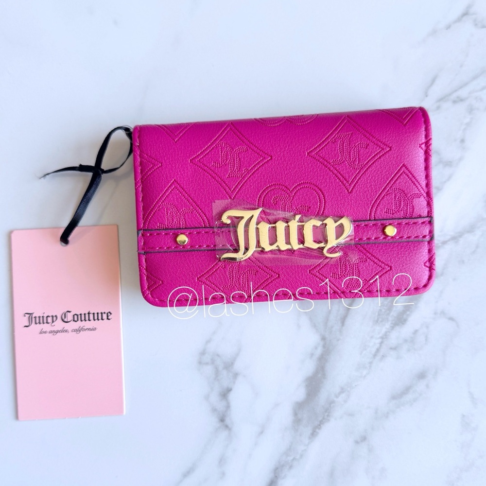 JUICY COUTURE Wallet Short Sweet Bifold Card Case - Hot Pink